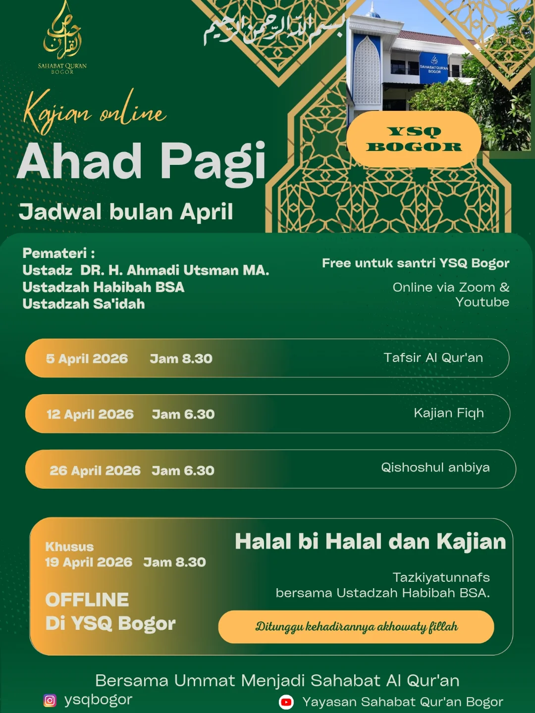 Kajian Online Ahad Pagi Bulan April