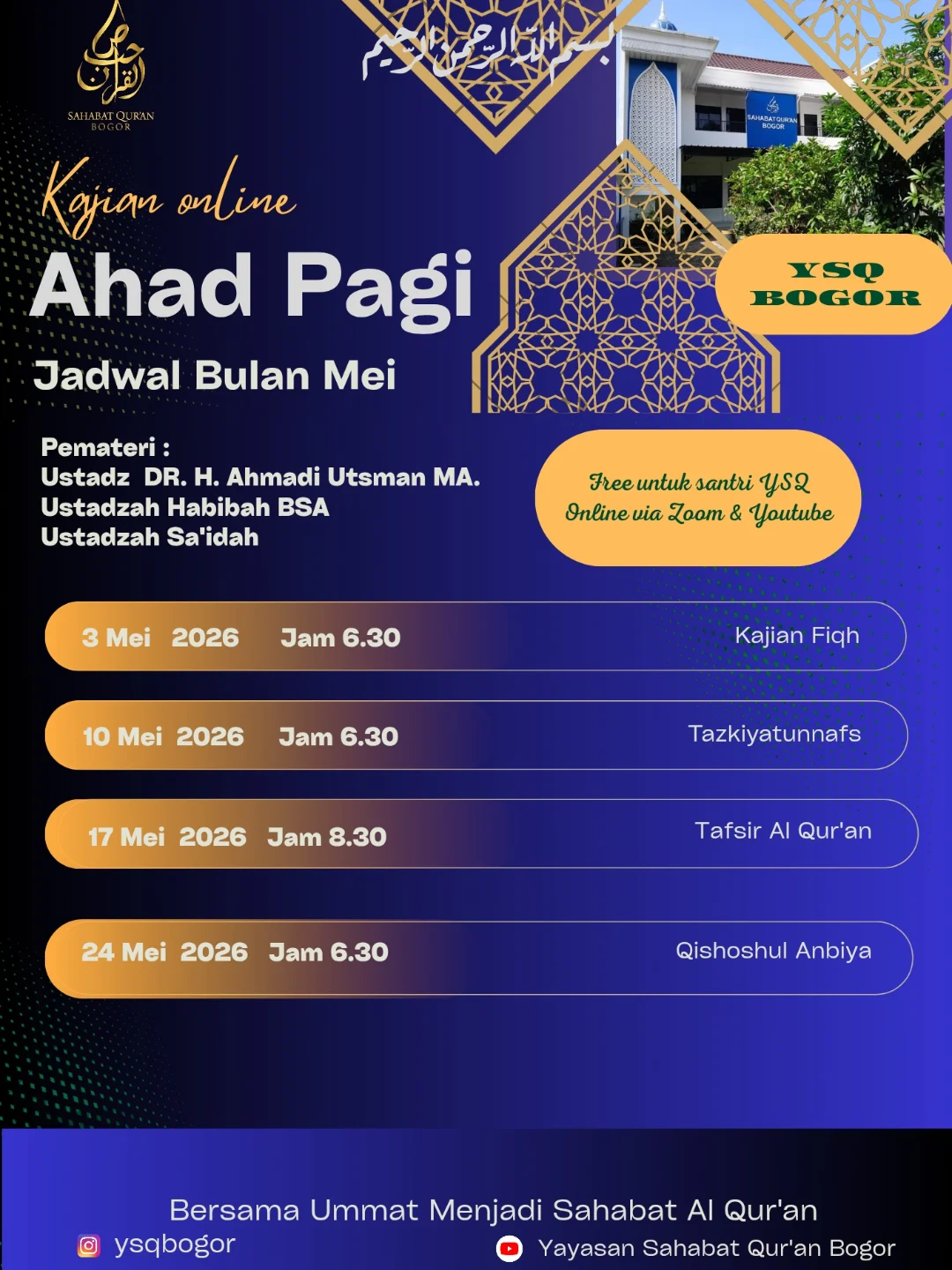 Kajian Online Ahad Pagi Bulan Mei